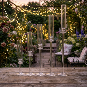 Vente en gros, ensemble de 6 pièces de tubes en <span class=keywords><strong>verre</strong></span>, <span class=keywords><strong>bougeoir</strong></span> ouragan pour décoration de table de mariage - Product Image 6