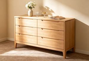 Modern Scandinavian Solid Wood 6-<b>Drawer</b> Chest Living Room Cabinet <b>Storage</b> Furniture - Product Image 5