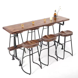 Mesa de <span class=keywords><strong>Bar</strong></span> Comercial de Madera Maciza Industrial, Forma Oblonga, Multifuncional, Fácil de Limpiar, para Cafeterías, Bares de Té con Leche y Parques - Product Image 1