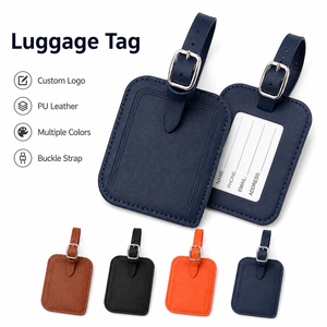 Etiqueta <span class=keywords><strong>de</strong></span> Equipaje <span class=keywords><strong>de</strong></span> Cuero PU con Logotipo Personalizado, Correa Ajustable con Hebilla, Tarjeta <span class=keywords><strong>de</strong></span> Información <span class=keywords><strong>de</strong></span> Viaje, Multicolores - Product Image 1