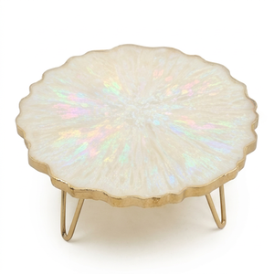 Glass Cake Mould Scalloped Dessert Plate <b>Circle</b> Irregular Baking <b>Tray</b> Wedding Party Bakery Display Restaurants Cafe Decor - Product Image 1