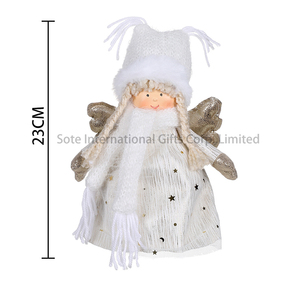 Nuova Bambola Angelo <span class=keywords><strong>di</strong></span> <span class=keywords><strong>Natale</strong></span> in Peluche, Angelo Bianco Decorato con Stelle, Giocattolo Natalizio Fatto a Mano con Ali Dorate - Product Image 6
