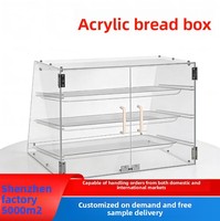 Vitrine rectangulaire en acrylique transparent pour pain et pâtisseries, anti-poussière, avec plateaux amovibles à plusieurs niveaux