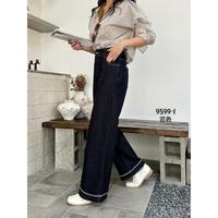 Pantalones Vaqueros Anchos y Elásticos de Diseño Personalizado para Mujer, Lavado Oscuro, Transpirables, Tallas Grandes, para Uso Diario