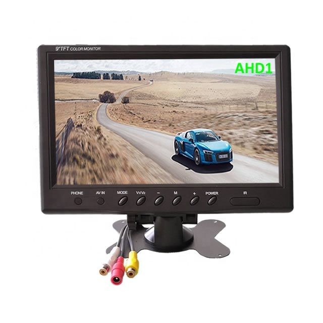 Truck Rv Bus AHD Monitor 9 Inch Mini LCD TV Monitor Full View IPS HD Screen 2AV Video Input Port Car Vessel Boat Ferry Monitor
