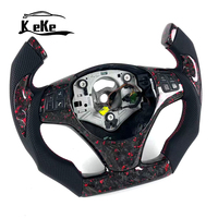 Volant de style F1 en carbone forgé rouge avec cuir perforé noir pour BMW E90 E92 E93 M3 2005 2013 Fond plat