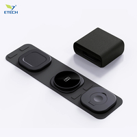 Support de charge magnétique sans fil portable 10W avec port Type-C, format carte de crédit, compatible OEM/ODM, pour écouteurs ETECH