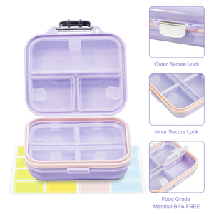 Multi - Compartment Portable <b>Pill</b> Organizer - Clear Travel Vitamin <b>Case</b> with Secure Lids - Product Image 2