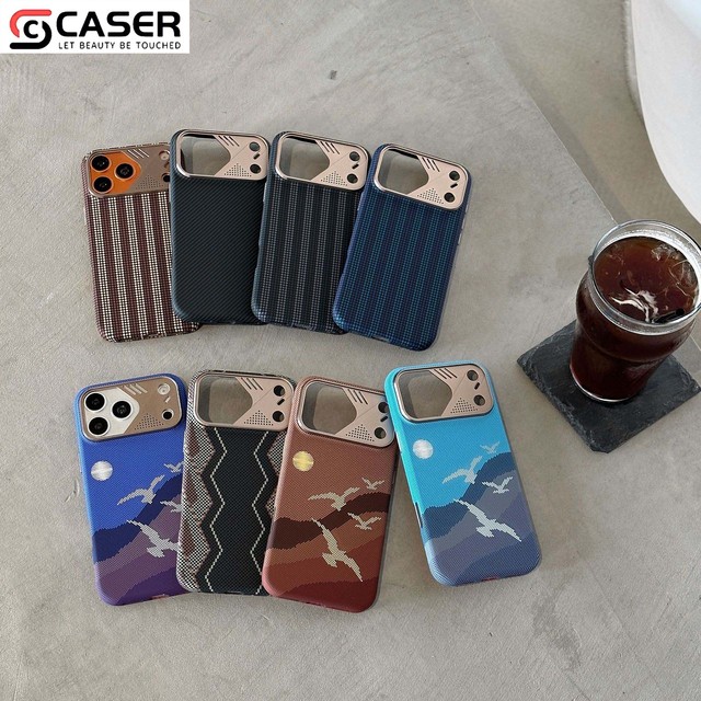 Factory Custom Carbon Fiber Texture Phone Case for iPhone 13-17 Anti-Scratch Anti-Fingerprint Magnetic Protective Cover