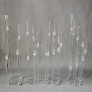Candelabro a 9 Bracci Trasparente <span class=keywords><strong>Portacandele</strong></span> in Acrilico Tubolare per Decorazioni Matrimoniali - Product Image 2