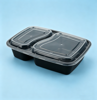 6828 Contenant alimentaire jetable à 2 compartiments de 32 oz en plastique PP, boîtes de préparation de repas divisées
