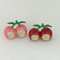 Superbe Bague Émail Fruitée, Jolie Bague Connectée Double Doigt, Thème Fruits Dessin Animé Pomme Fraise Cerise, Bague Émail Goutte d'Huile, Cadeau