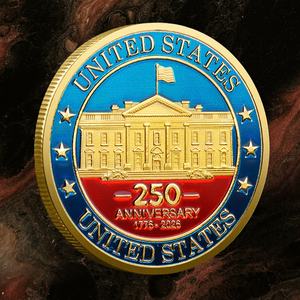 Pièce commémorative du 250e anniversaire de l'Amérique, conférence à la Maison Blanche, pièce commémorative en métal, relief, impression couleur, médaille souvenir - Product Image 3