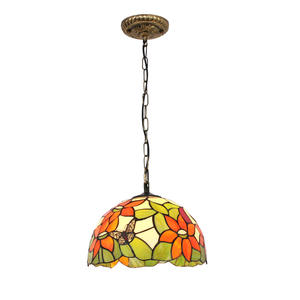 <b>Butterfly</b>-Themed Stained Glass Pendant <b>Light</b> Pastoral Style for Restaurant Cafe Bar Bedroom Entryway Chandelier Pendant <b>Lights</b> - Product Image 5