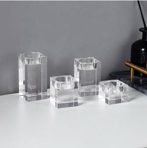 Porte-bougie en cristal doré, support de luxe cubique, haute transparence <span class=keywords><strong>plusieurs</strong></span> tailles - Product Image 4