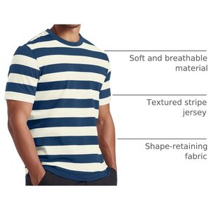 Custom <b>Mens</b> <b>Striped</b> <b>T</b>-<b>Shirt</b> Short Sleeve Crewneck Regular Fit Textured Stripe Casual Wear - Product Image 4