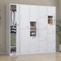 Casier de chambre à coucher en acier autoportant, verrouillable, combinable, multicolore en option