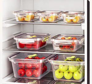 Juego de 3 Recipientes de Plástico Transparente para Conservar Alimentos Frescos, Lonchera, Contenedor de Almacenamiento de Alimentos para Frutas y Verduras, 600+1300+2400 ml - Product Image 2