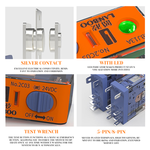 Lanboo J13a Micro 8A hoặc 12A Rơ Le 5pin 8Pin 12VDC 24VDC phổ trung gian tiếp sức cho AC <span class=keywords><strong>220V</strong></span> thu nhỏ bảo vệ tiếp sức - Product Image 3