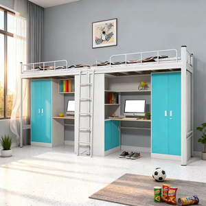 Solución de Mobiliario para Dormitorios SDI en Proyectos de Licitación de Universidades y Colegios de Formación Profesional en el Medio <span class=keywords><strong>Oriente</strong></span>: Cama Alta Doble Combinada de Acero Tipo Loft para Apartamento - Product Image 3