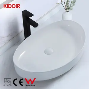 Kidoir Factory Modern 20 Inch Bathroom Vessel Oval Lavabo Counter Top Ceram Vanity Top Ceramic Face Hand Wash Basin Wc Sink Bowl