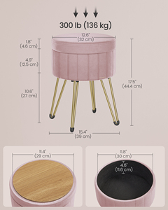 <span class=keywords><strong>Pouf</strong></span> de rangement SONGMICS avec plateau, <span class=keywords><strong>tabouret</strong></span> de coiffeuse moderne en velours <span class=keywords><strong>rose</strong></span>, repose-pieds doux pour chambre à coucher - Product Image 4
