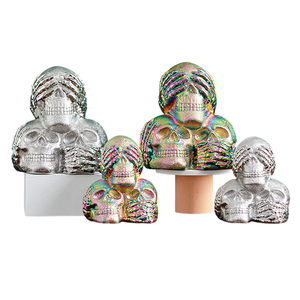 Gran oferta, estatua de cabeza de calavera chapada en cerámica, figurita de cabeza de esqueleto, manualidades, escritorio, decoración del hogar, suministros para el hogar interior - Product Image 5