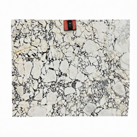 Dalles de pierre frittée grand format aspect marbre calcite poli, luxe moderne pour murs intérieurs, sols et comptoirs d'appartements et de villas