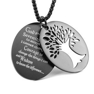 Collar con Colgante <span class=keywords><strong>de</strong></span> Acero Inoxidable <span class=keywords><strong>de</strong></span> Dos Piezas con Oración <span class=keywords><strong>de</strong></span> Serenidad y Árbol <span class=keywords><strong>de</strong></span> <span class=keywords><strong>la</strong></span> <span class=keywords><strong>Vida</strong></span> Recortado - Product Image 4