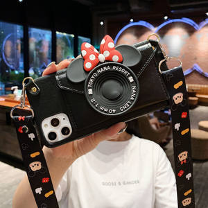 Dessin animé caméra téléphone sac Silicone bandoulière Sling <span class=keywords><strong>Mickey</strong></span> <span class=keywords><strong>portefeuille</strong></span> étui de téléphone pour Iphone 15 14 Plus 13 Pro Max 12 11 Xr couverture arrière - Product Image 4
