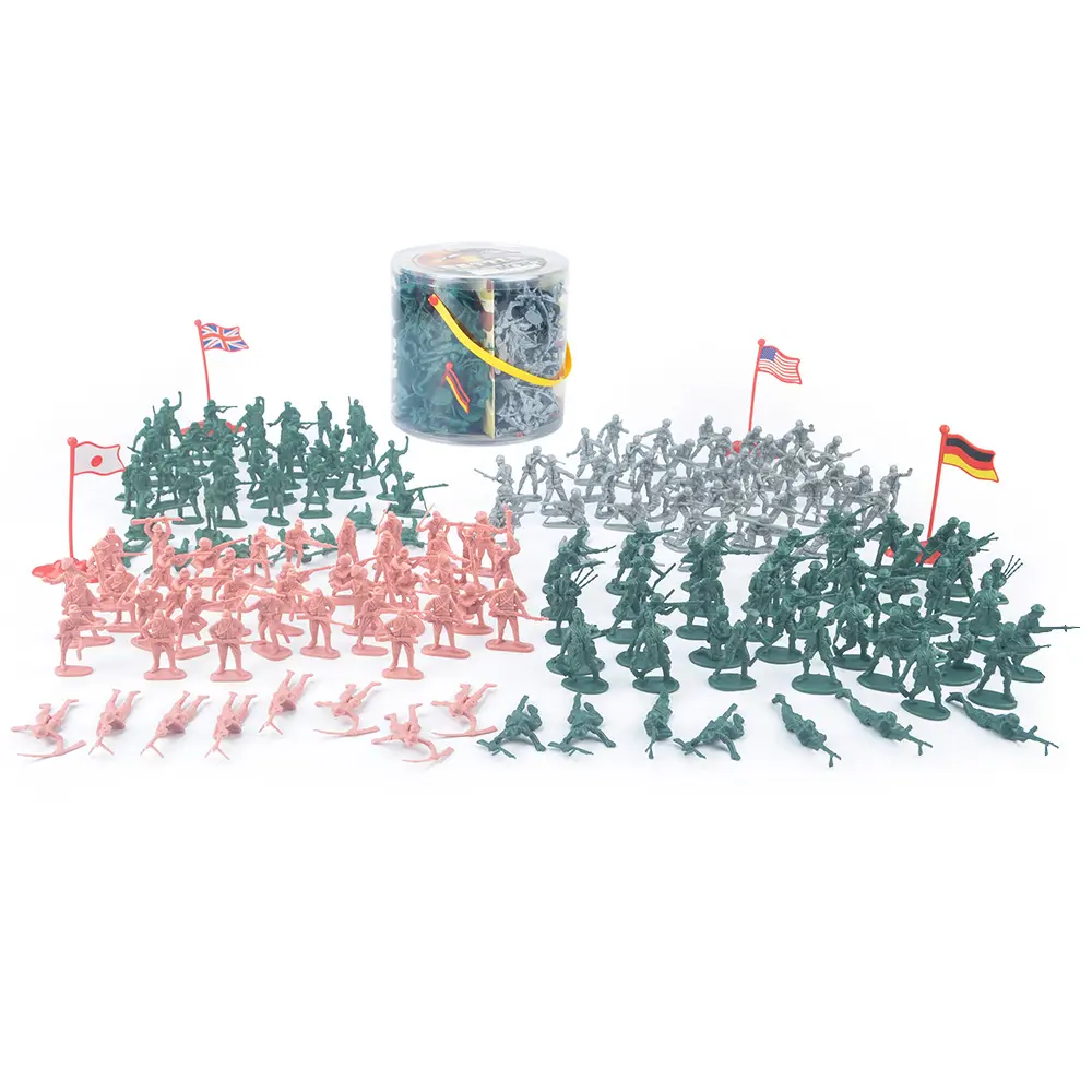 Figuras de acción del ejército para hombres, soldados de juguete de la Segunda Guerra Mundial, cubo grande de la vida, militar, en Poses realistas, 4 Guerra Mundial, 200