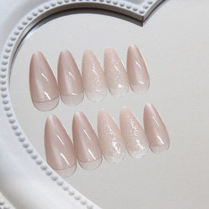 Uñas Postizas de Color Sólido con Diseño de Ojo de Gato, Uñas Postizas Desmontables, Uñas Postizas Transparentes de Estilo Simple - Product Image 3