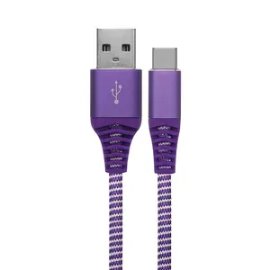 USB 2.0 Tipe C Nilon Dikepang USB Kabel Data