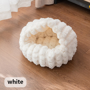 White Plush Pet <b>Bed</b> Memory Foam All Season Dog Cat Sleeping <b>Bed</b> Soft Cushion Comfortable <b>Nest</b> For Indoor Pets - Product Image 1