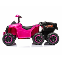 Voiture électrique pour enfants à 6 roues, 12V, en plastique, avec remorque arrière, 3 vitesses et musique
