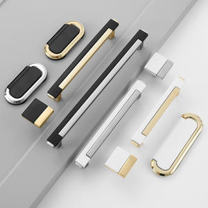 Armoire de luxe minimaliste de luxe pour porte à tiroir, poignée en alliage de zinc, <span class=keywords><strong>patchwork</strong></span> bicolore, armoire pour la cuisine - Product Image 2