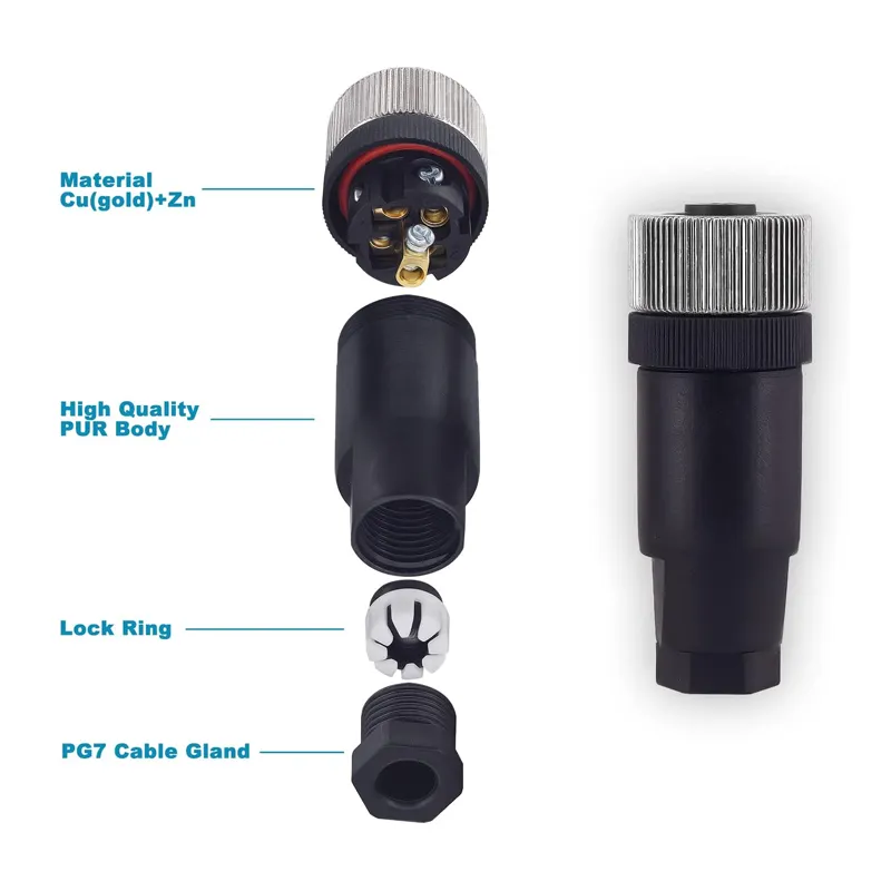 WBO Pin Female Adapter Connectors Board-to-Board Connectors M12 Environment protection IP67 IEC metric screw sized connectors