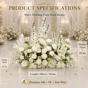 Arreglo Floral Artificial <span class=keywords><strong>Blanco</strong></span> para Pasillo de <span class=keywords><strong>Boda</strong></span>, Hilera de Flores de Delphinium y Paniculata para Decoración de Escenarios de Eventos, Fiestas y Locales - Product Image 2