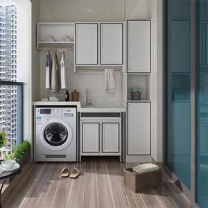 YALIG Meuble-lavabo de salle de bain haut de gamme personnalisé, finition laquée imperméable, design moderne, avec évier intégré pour appartement - Product Image 3