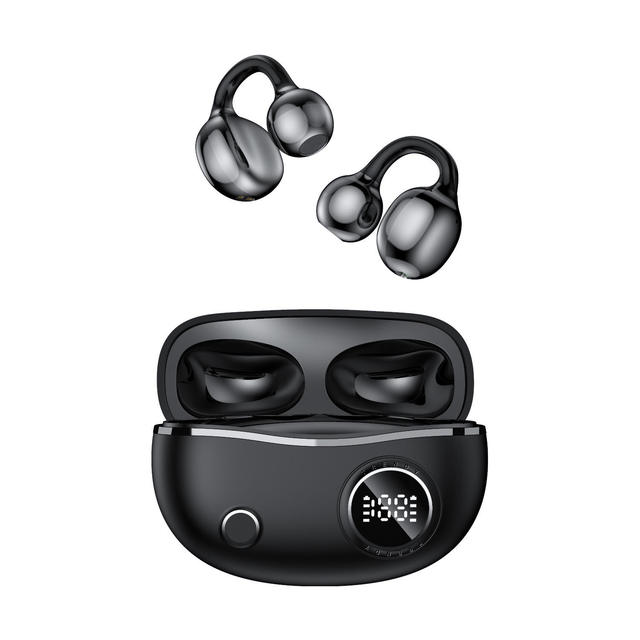 New AI BT Earbuds with Battery Digital Display ENC & Translator Ear-Clip Design Clip-On Wireless Sports Earbuds