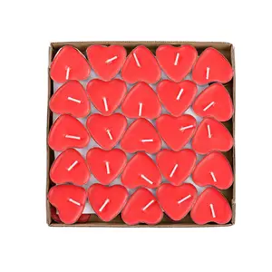DGC 50 упаковок, Красный в форме сердца, неароматизированные Чайные свечи, бездымные Чайные свечи, украшения для свадебной вечеринки