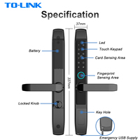 Cerradura Inteligente Ttlock App Tuya Wifi Slim Digital Impermeable con Huella Dactilar para Puerta Corredera de Vidrio y Aluminio