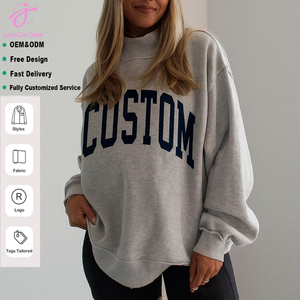 <span class=keywords><strong>Felpa</strong></span> <span class=keywords><strong>Oversize</strong></span> da <span class=keywords><strong>Donna</strong></span> con Collo Alto in Morbido Cotone, Logo Personalizzato, Ricamata, Stile Streetwear - Product Image 2