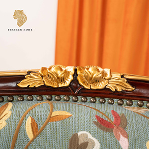 Divano Singolo in Pelle Stile Europeo Personalizzato di Fabbrica con Intagli Dorati per Soggiorno Divano Componibile <span class=keywords><strong>Antico</strong></span> Francese in Vera Pelle - Product Image 3