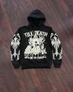 Custom 500GSM Heavyweight 100% Cotton Sweatshirt Oversized Pullover <b>Hoodie</b> Full Offset Print Streetwear <b>Men</b> No String Hoodies - Product Image 3