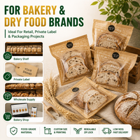 Sac à pain en papier kraft avec fenêtre transparente en PET, emballage alimentaire de qualité, design plat, logo personnalisé, pour toasts, croissants, baguettes
