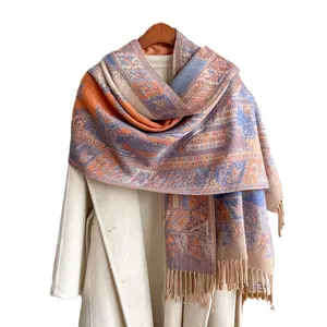 Atacado Inverno Quente Cachecol para As Mulheres Pashmina Tassel Xales Moda Paisley Pessoas Étnicas Inverno Adulto Cores Dewang Cashmere