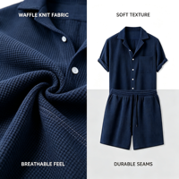 LANMORN Ensemble d'été décontracté pour homme, personnalisé, grande taille, 2 pièces, en velours côtelé uni, respirant, avec short et haut à manches courtes tissé