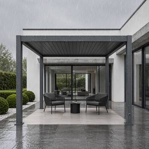 Pergola extérieure moderne en aluminium sur mesure, vente directe d'usine, toit à lames orientables manuel/motorisé, imperméable, bioclimatique, résistant aux jours de pluie - Product Image 2