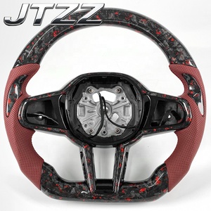 Volante de Fibra de Carbono Forjado para <span class=keywords><strong>BMW</strong></span> G20 G30 G42 M2 M3 M4, con Detalles en Rojo Borgoña, Cuero Perforado, Forma de D, Base Plana, Personalizado - Product Image 1